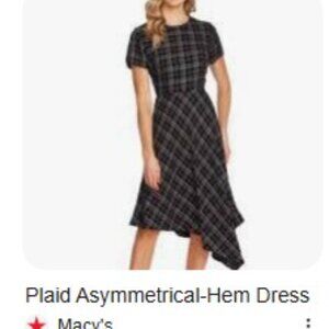 Vince Camuto Plaid Asymmetrical-Hem Dress